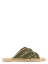 Castaã±er Canvas Open Toe Sandals With Espadrille Sole In Green
