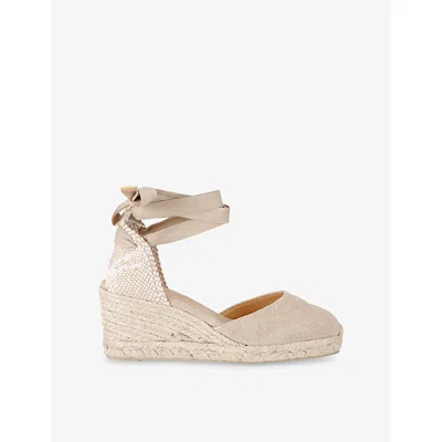 Castaã±er Womens Castaner Carina Cotton Wedge Espadrilles In Beige