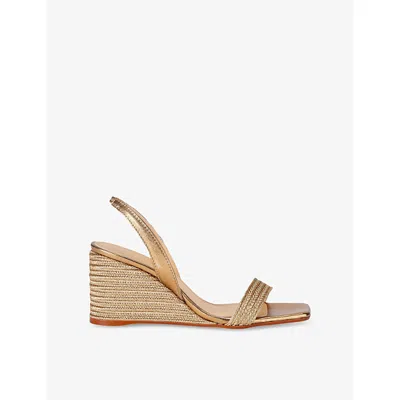 Castaã±er Womens Castaner Barby Woven Metallic Heeled Sandals In Gold