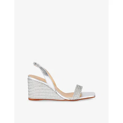 Castaã±er Womens Castaner Barby Woven Metallic Heeled Sandals In Silver