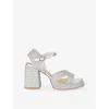 Castaã±er Womens Castaner Valle Woven Heeled Sandals In Silver