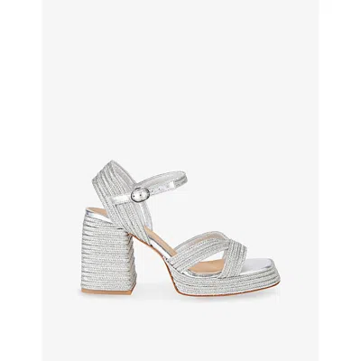 Castaã±er Womens Castaner Valle Woven Heeled Sandals In Silver