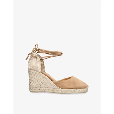 Castaã±er Womens Castaner Carina Suede Wedge Espadrilles In Tan Comb