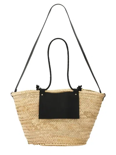Castaã±er Woven Raffia Tote In Black