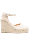 Castaã±er Woven Wedge-heel Espadrilles In Nude