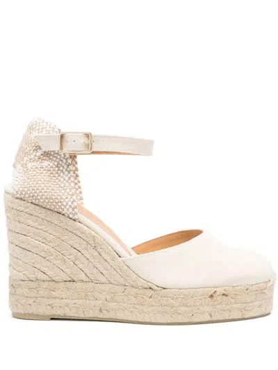 Castaã±er Woven Wedge-heel Espadrilles In Nude