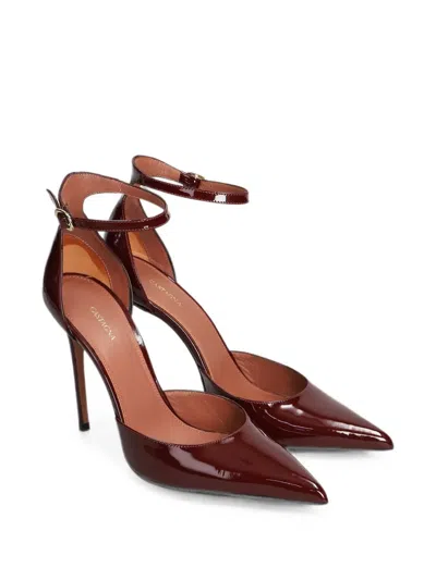 Castagna Caryn Pointed-toe Ankle-strap Pumps In Red