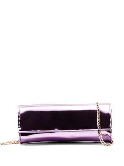 Castagna Metallic-leather Clutch Bag In Purple
