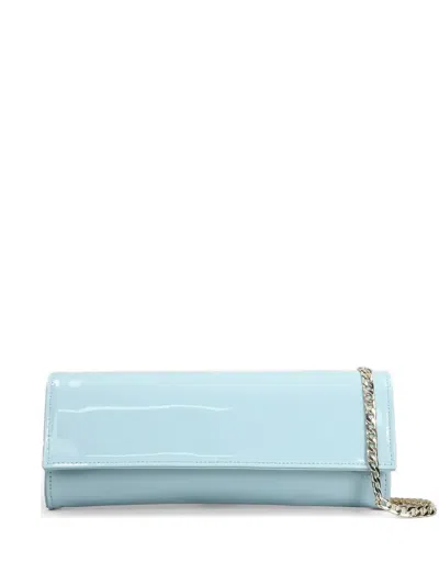 Castagna Patent-finish Chain-strap Clutch Bag In Blue
