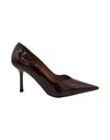 Castagna Pointed-toe High-heeled Shoes In Glossy Burgundy Leather In Animal Print