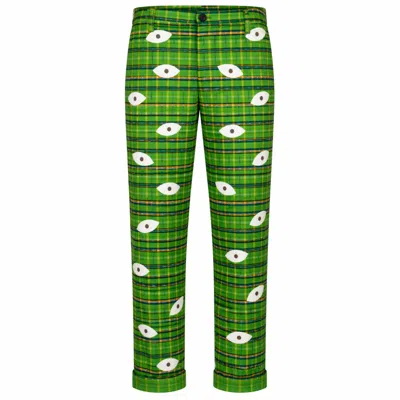 Castaneda Men's  Alien Green Tailored Trousers Straight Leg