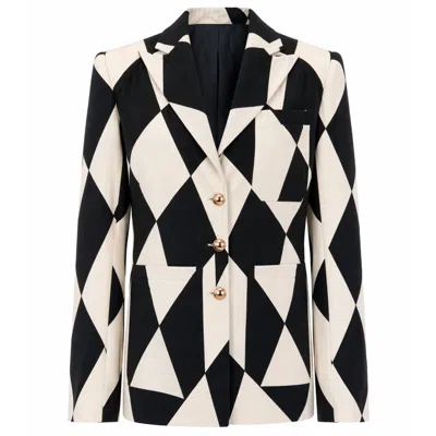 Castaneda Men's  Black & White Tailored Jacket Boxy Fit