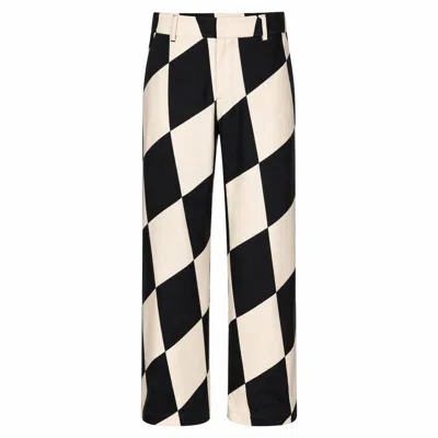 Castaneda Men's  Black & White Tailored Trousers Large Fit