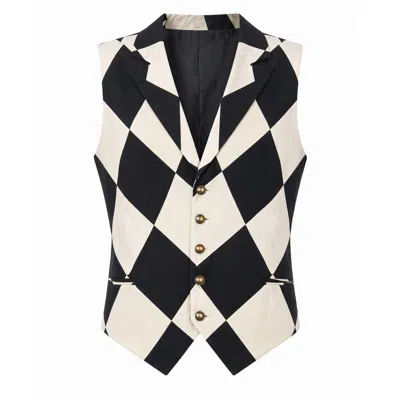 Castaneda Men's  Black & White Tailored Vest In Neutral