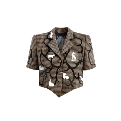 Castaneda Women's Brown  Country Short Sleeve Tailored Jacket