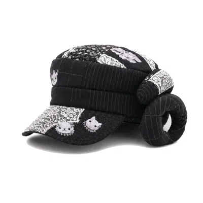 Castaneda Women's  Black & White Baker Boy Hat Faun