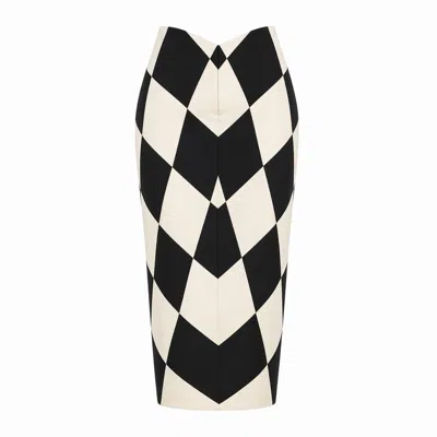 Castaneda Women's  Black & White Tailored Straight Skirt In Multi