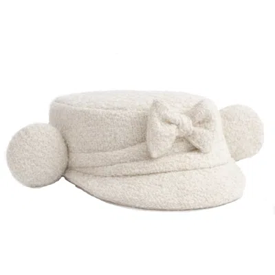 Castaneda Women's  White Baker Boy Hat Monkey In Neutral