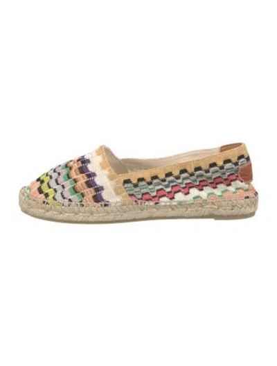 Pre-owned Castaner X Missoni Printed Whipstitch Trim Espadrilles In White