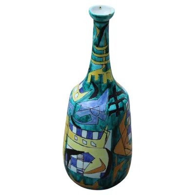 Pre-owned Castelli Bottle Ceramic  Futuristic 1961 Multicolor Italian Design Di Simone In Blue