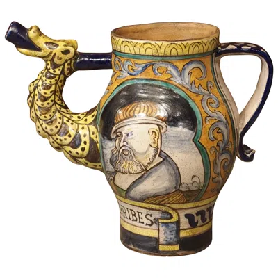 Pre-owned Castelli Early 1900s Italian Majolica Orciuolo Apothecary Pitcher In Brown