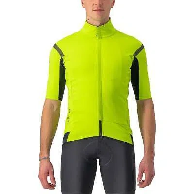 Pre-owned Castelli Gabba Ros Jersey - Men's In Electric Lime/dark Gray