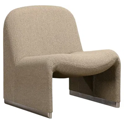 Pre-owned Castelli Giancarlo Piretti Alky Lounge Chair In Stone Grey Bouclé Wool, Anonima  In Gray
