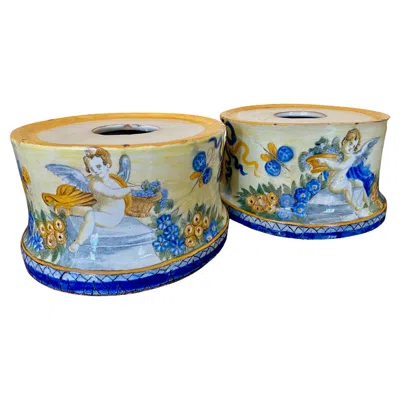 Pre-owned Castelli Italian  Majolica Bases, Circa 1800 In Gray