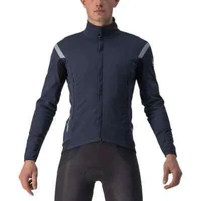 Pre-owned Castelli Perfetto Ros 2 Jacket - Men's Belgian Blue/silver Gray, L