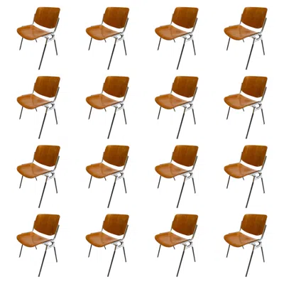 Pre-owned Castelli Set Of 8 10 12 Giancarlo Piretti Dsc 106 Oak Stacking Dining Chairs By  In Brown