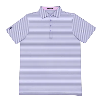 Castle Golf Stripe Yarn-dye Performance Polo Shirt In Blue