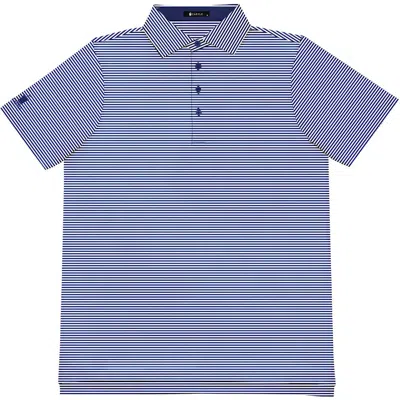 Castle Golf Stripe Yarn-dye Performance Polo Shirt In Blue