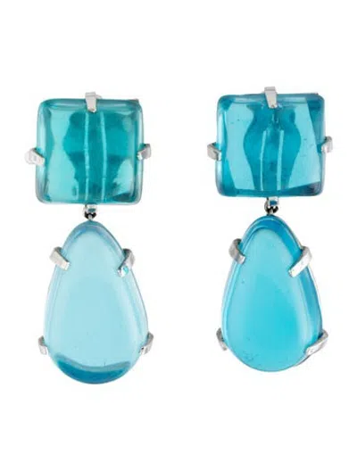 Pre-owned Castlecliff Resin Drop Clip On Earrings In Blue