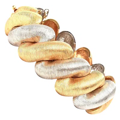 Pre-owned Castlecliff Vintage Gold Plated And Silver Twisted Cuff Bracelet, 1960's Design In Sand