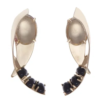 Castlecliff Women's Black / Gold Apse Earring In Clear Black Gold In Multi