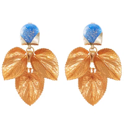 Castlecliff Women's Blue / Gold Arbor Earring In Sea In Multi