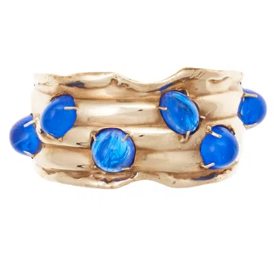 Castlecliff Women's Blue / Gold Cybill Cuff In Sea Blue In Multi