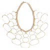 Castlecliff Women's Gold Ajet Necklace – Sculptural Statement Necklace With Vintage Brass And Kinetic Oval Links