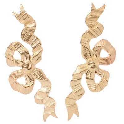 Castlecliff Women's Gold Arabesque Bow Earring