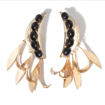 Castlecliff Women's Gold / Black Bennu Earring In Black