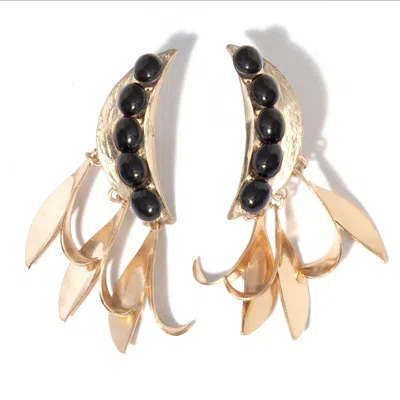 Castlecliff Women's Gold / Black Bennu Earring In Black In Multi