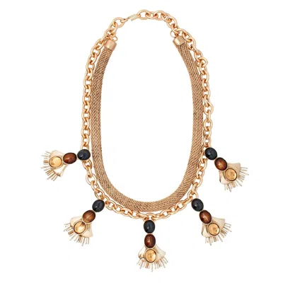 Castlecliff Women's Gold / Black / Brown Aeon Necklace In Multi