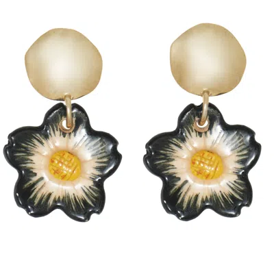 Castlecliff Women's Gold / Black Cassia Earring In Black In Multi