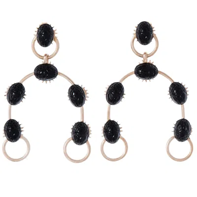Castlecliff Women's Gold / Black Highland Earring In Black Scarab In Multi