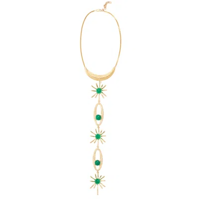 Castlecliff Women's Gold / Blue Angelica Necklace In Pine In Multi