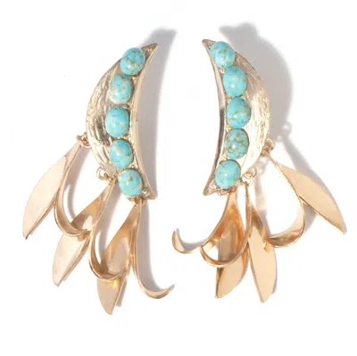 Castlecliff Women's Gold / Blue Bennu Earring In Sky In Multi