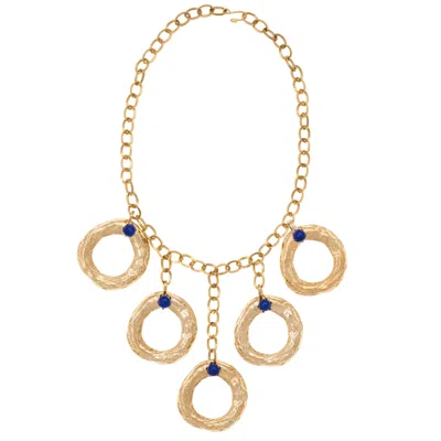 Castlecliff Women's Gold / Blue Edie Necklace In Multi