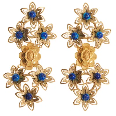 Castlecliff Women's Gold / Blue Frida Earring In Sea