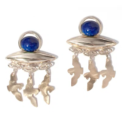 Castlecliff Women's Gold / Blue Horus Earring In Sea In Metallic