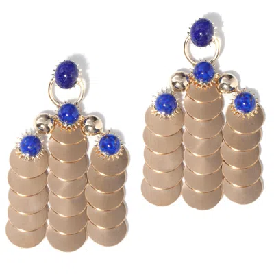 Castlecliff Women's Gold / Blue Luxor Earring In Sea In Multi